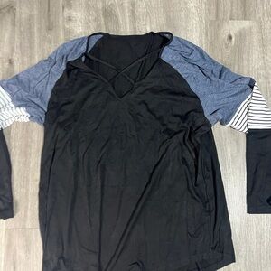 Black and Blue Long Sleeve Top